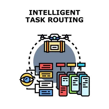 Intelligent task routing system managing automated task distribution Stock Illustration