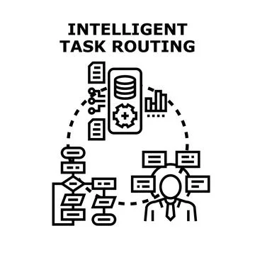 Intelligent task routing system optimizing workflow distribution Stock Illustration