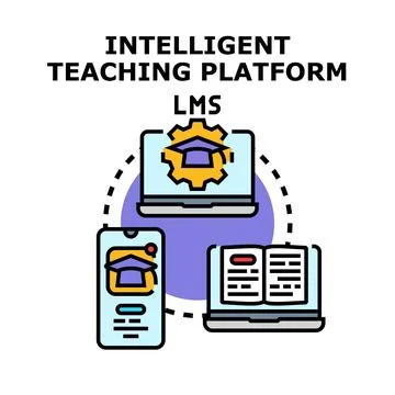 Intelligent teaching platform lms for digital learning education 库存插图