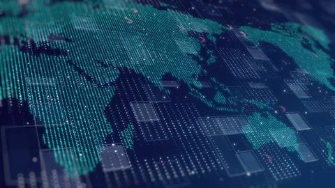 Intelligent Technology Concept on a Digital World Map, High-Quality Stock F.. Illustrazione stock
