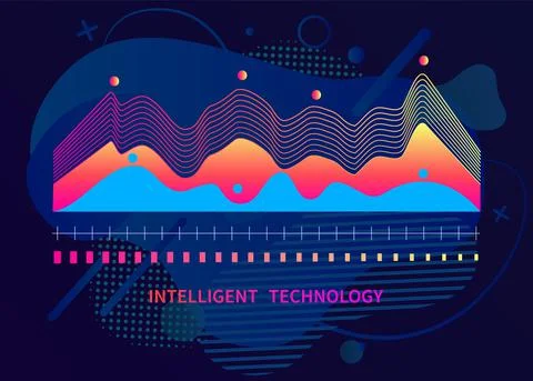 Intelligent technology hud interactive panel. Data screen with charts. Annual Stock Illustration