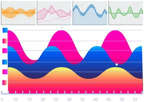 Intelligent technology hud interactive panel. Data screen with charts. Annual 스톡 일러스트