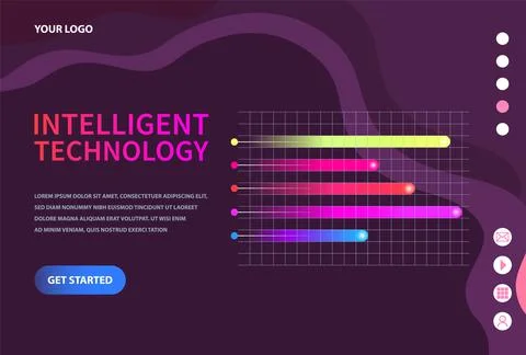 Intelligent technology hud interactive panel. Data screen with charts. Annual Stock Illustration