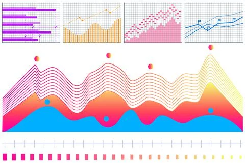Intelligent technology hud interactive panel. Data screen with charts. Annual Stock Illustration