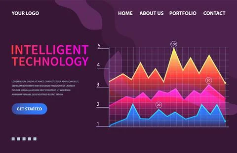 Intelligent technology hud interactive panel. Data screen with charts. Annual Stock Illustration