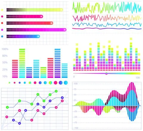 Intelligent technology hud interactive panel. Data screen with charts. Annual Stock Illustration