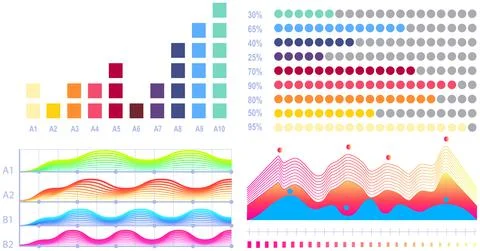 Intelligent technology hud interactive panel. Data screen with charts. Annual Illustrazione stock