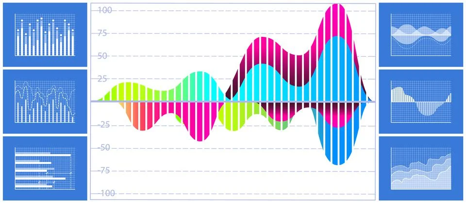 Intelligent technology hud interactive panel. Data screen with charts. Annual Stock Illustration