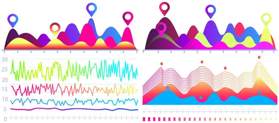 Intelligent technology hud interactive panel. Data screen with charts. Annual 스톡 일러스트