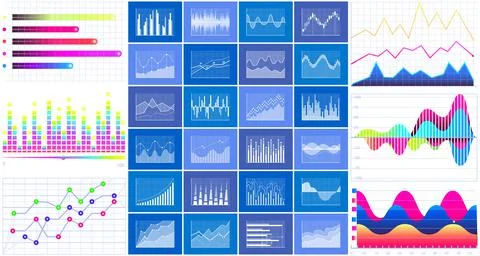 Intelligent technology hud interactive panel. Data screen with charts. Annual 스톡 일러스트