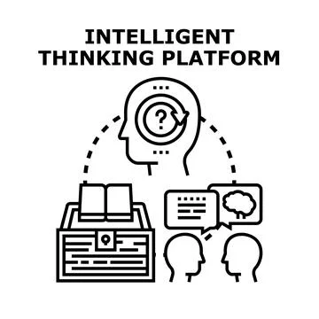 Intelligent thinking platform processing information and developing solutions Illustrazione stock