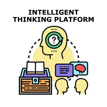 Intelligent thinking platform processing information and developing solutions Stock Illustration
