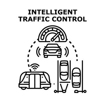 Intelligent traffic control system improving urban transportation Stock Illustration