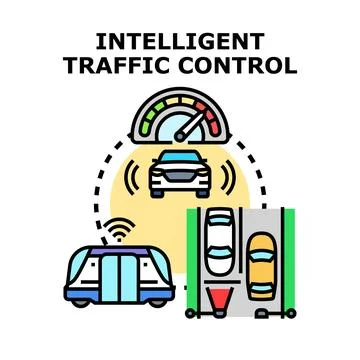 Intelligent traffic control system improving urban transportation Stock Illustration