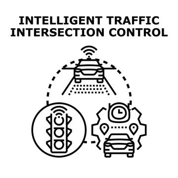 Intelligent traffic intersection control system technology Stock Illustration