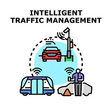 Intelligent traffic management vector illustrating smart city transportation Stock Illustration