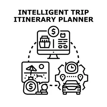 Intelligent trip itinerary planner optimizing travel budget Stock Illustration