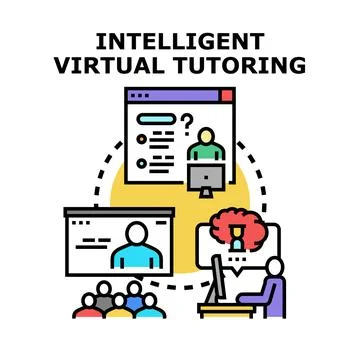 Intelligent virtual tutoring assisting online distant education students Stock Illustration