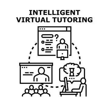 Intelligent virtual tutoring assisting online distant education students Stock Illustration