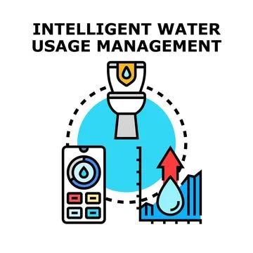 Intelligent water usage management increasing saving efficiency Stock Illustration