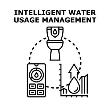Intelligent water usage management increasing saving efficiency Stock Illustration