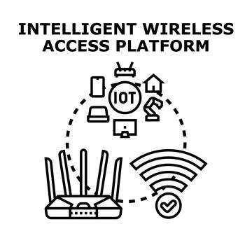 Intelligent wireless access platform managing smart devices connection Ilustración de archivo