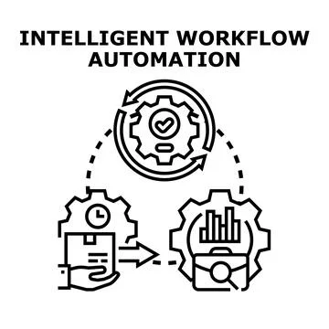 Intelligent workflow automation solution improving business efficiency Stock Illustration
