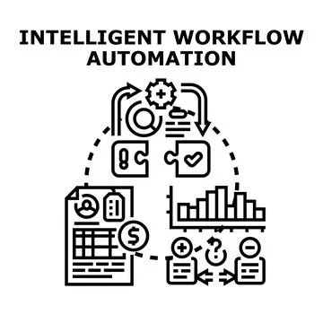 Intelligent workflow automation system optimizing business efficiency process Stock Illustration