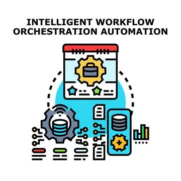 Intelligent workflow orchestration automation using digital platforms 스톡 일러스트