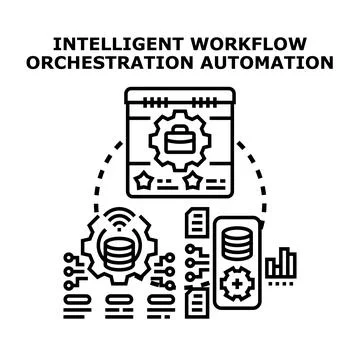 Intelligent workflow orchestration automation using digital platforms Stockillustratie