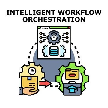 Intelligent workflow orchestration optimizing business processes Stockillustratie