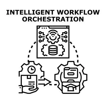 Intelligent workflow orchestration optimizing business processes Stockillustratie