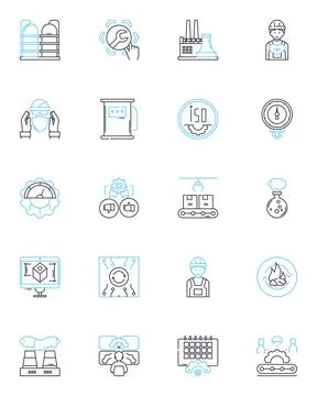 Intelligent Workplace linear icons set. Smart, Productive, Efficient, Agile Stock Illustration