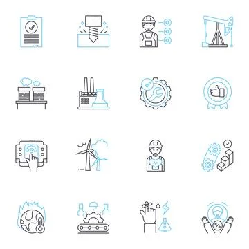 Intelligent Workplace linear icons set. Smart, Productive, Efficient, Agile Stock Illustration