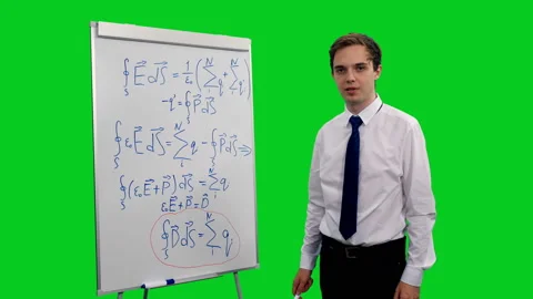 Intelligent young man explaining equations in physics on whiteboard, chroma key 스톡 동영상 136535906