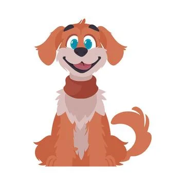 Intelligentbeat getting to be flushed canine. Canine grinning. Cartoon style, Stock Illustration