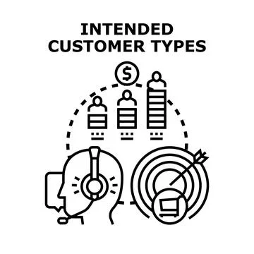 Intended customer types identifying target audience and sales strategy Stock Illustration