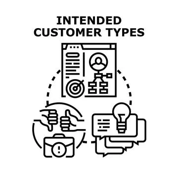 Intended customer types identifying target audience strategy Stock Illustration