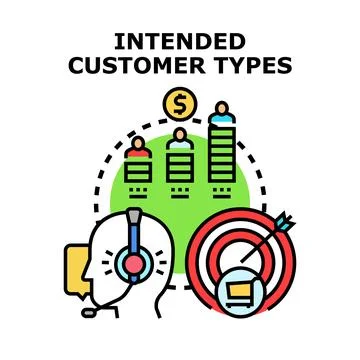 Intended customer types identifying target audience and sales strategy Stock Illustration