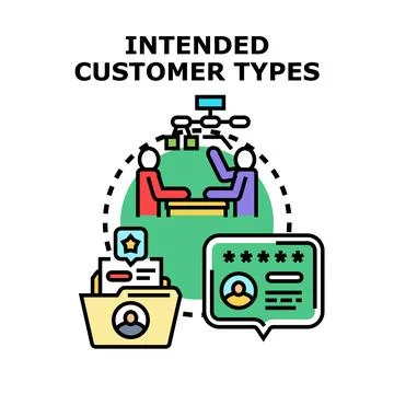 Intended customer types identifying target audience segments Stock Illustration