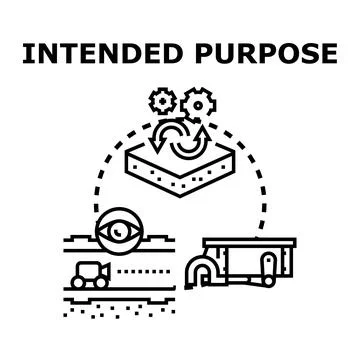 Intended purpose concept showing lifecycle and development process Stock Illustration