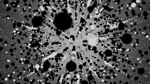 Intense Abstract Surrealistic Streams of Dots in Black and White Stock Footage 302264010