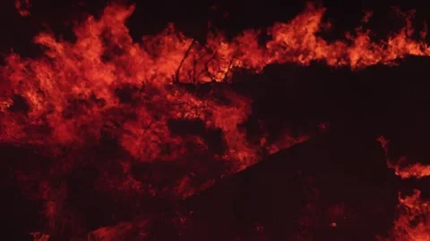 Intense Amazon Forest Wildfire Flames and Heatwaves in Brazil at Night Stock Footage 345376859