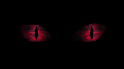 Intense and terrifying, red, cat-like gaze. Stock Footage 290978392