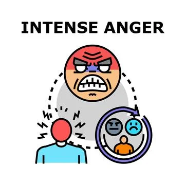 Intense anger emotion expression in person Stock Illustration