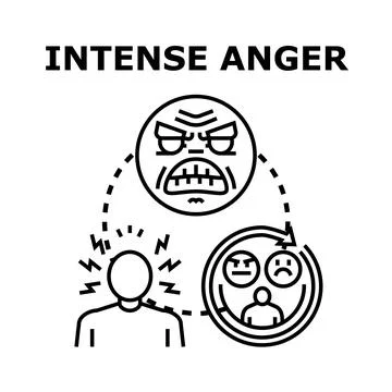 Intense anger emotion expression in person Stock Illustration