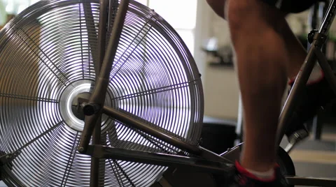 Intense Athlete on Exercise Bike Stock Footage 41266404