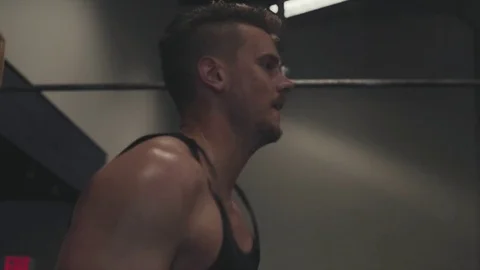 Intense athlete jumping rope Stock Footage 76725348