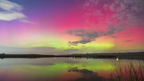 Intense Aurora Borealis After Massive Solar CME at Low Latitudes 5K Stock Footage 321165611