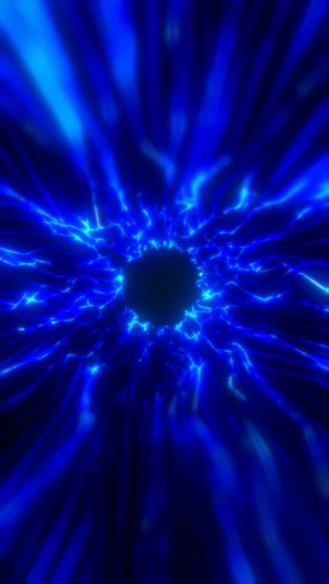Intense blue electric vortex around a dark center, creating a dramatic sci-.. Stock Footage 330053548